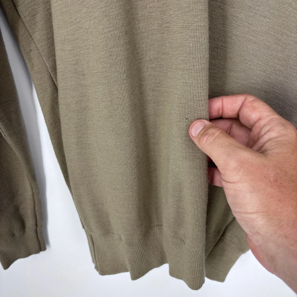 VTG 70s Gulmarg Beauty V-Neck Wool Sweater Mens S (Tag 36) Olive Brown *FLAWS